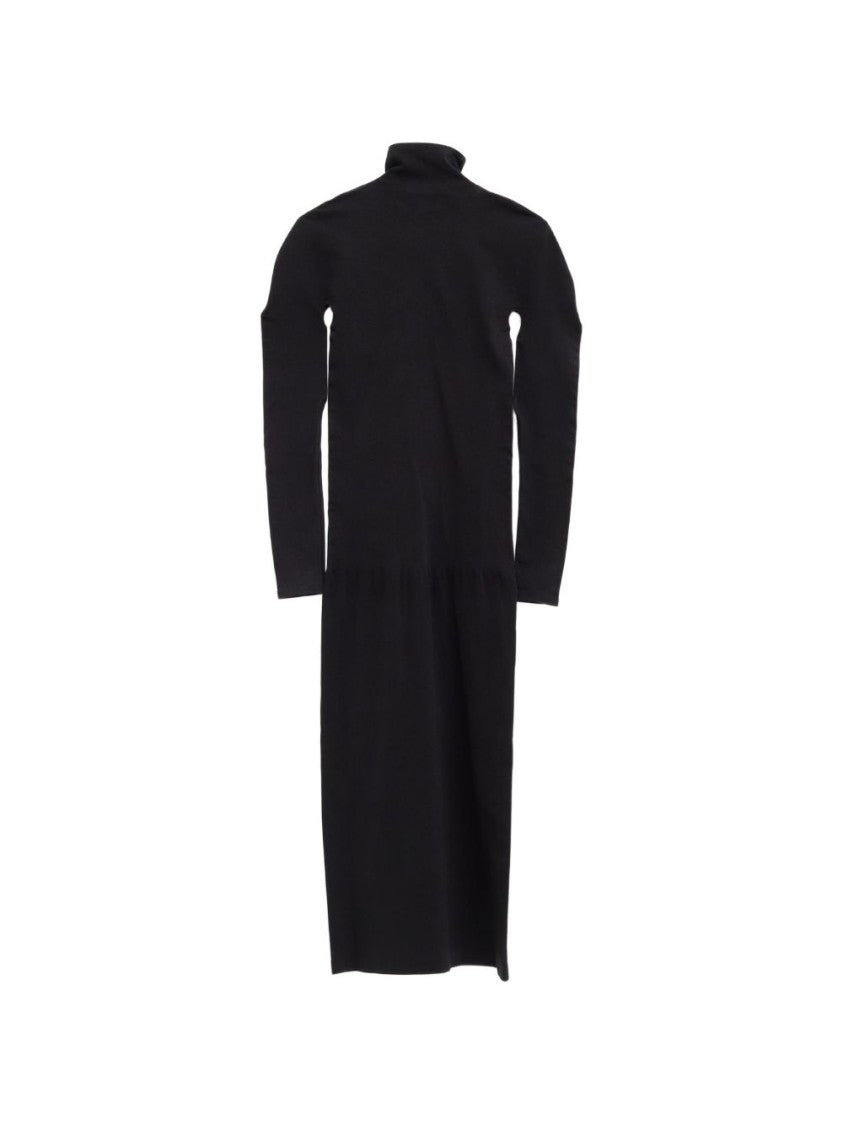Gucci Black Gathered Waist Minimalist Midi Dress