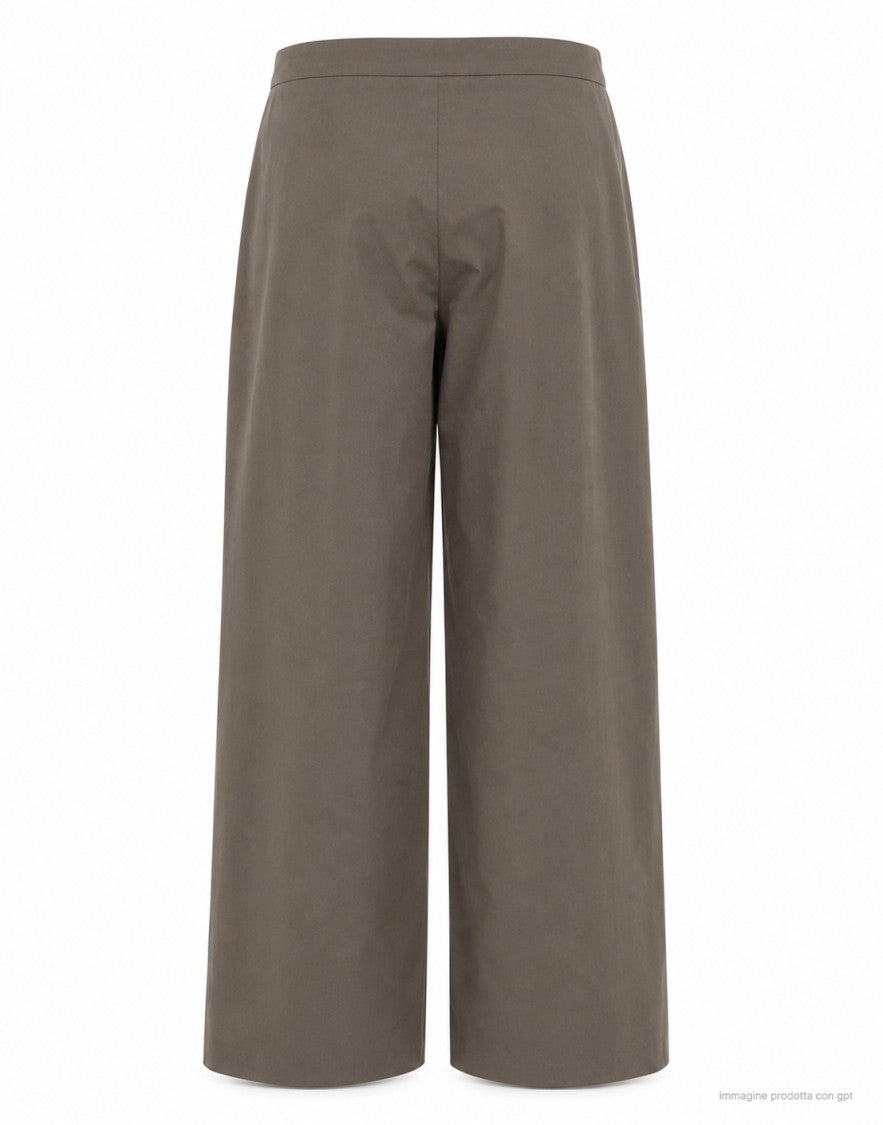 Hevo Taupe Torresantandrea Cotton Wide-Leg Trousers