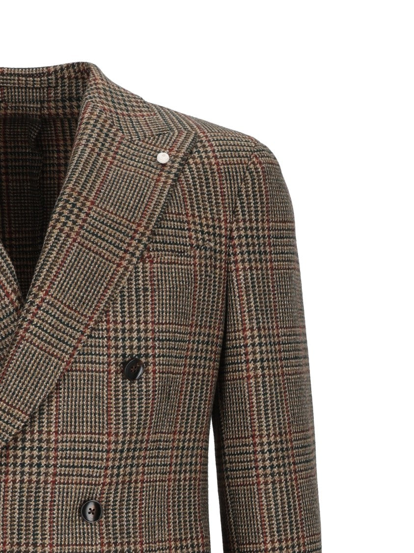 Luigi Bianchi Sartoria Drop 7 Double-Breasted Checkered Blazer