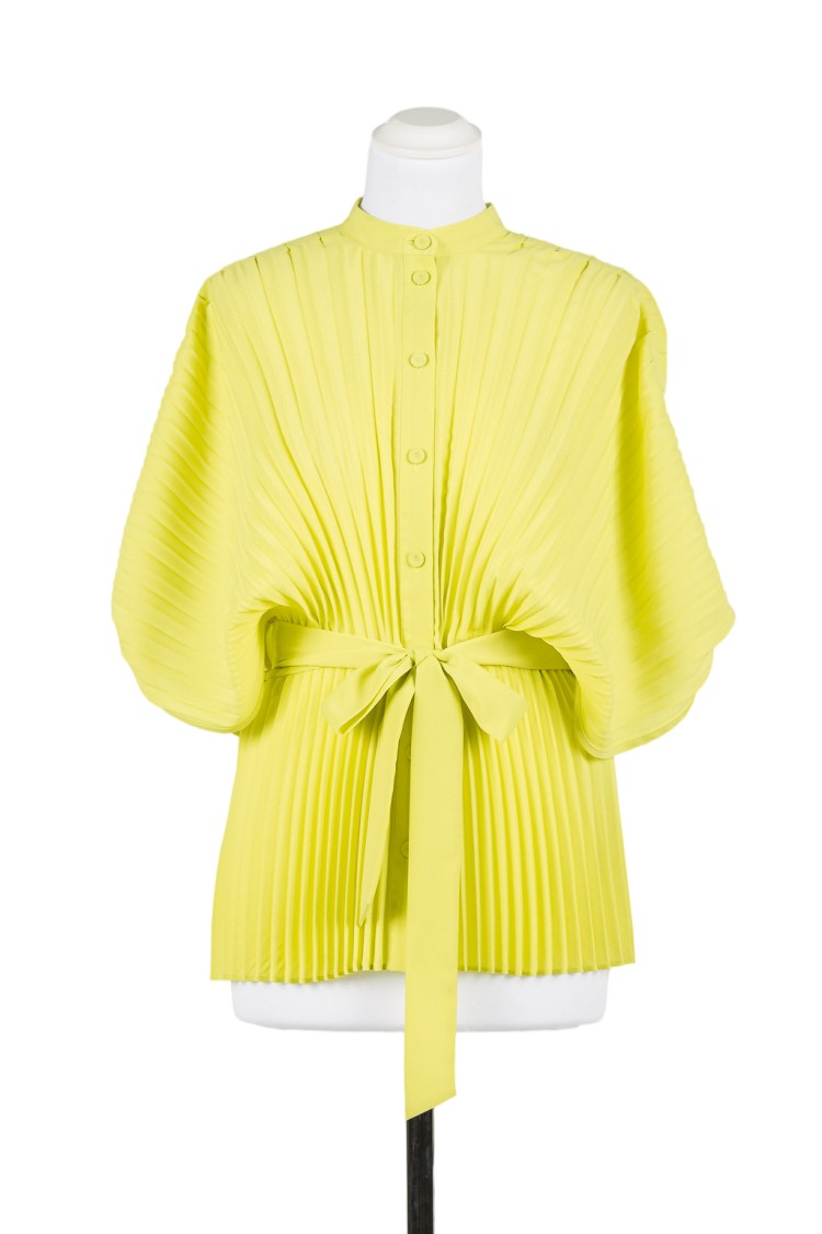 Twin-Set Pleated Crepe De Chine Polyester Belted Blouse