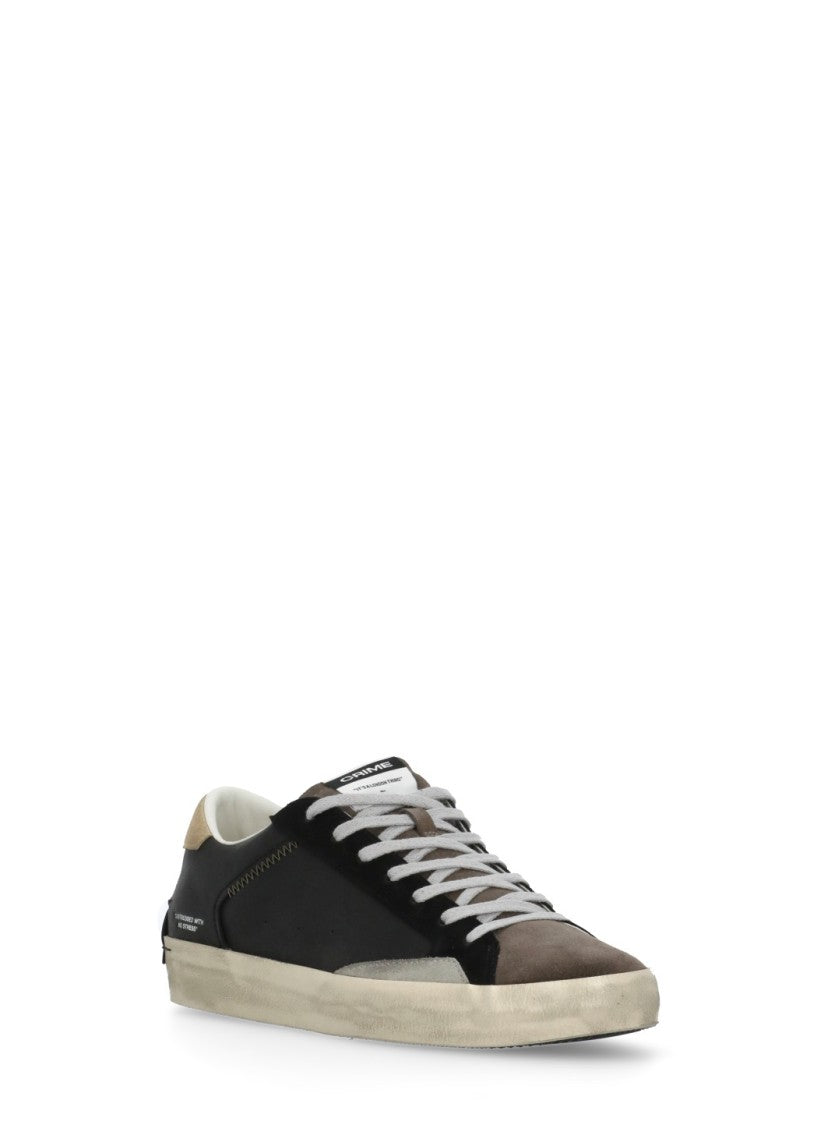 Crime London Black Distressed Used Effect Sneakers