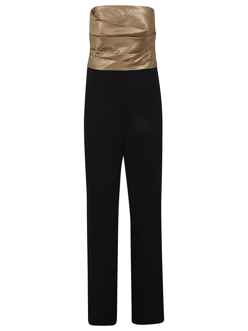 Lauren Ralph Lauren Strapless Metallic Draped Jumpsuit With Bow Detail