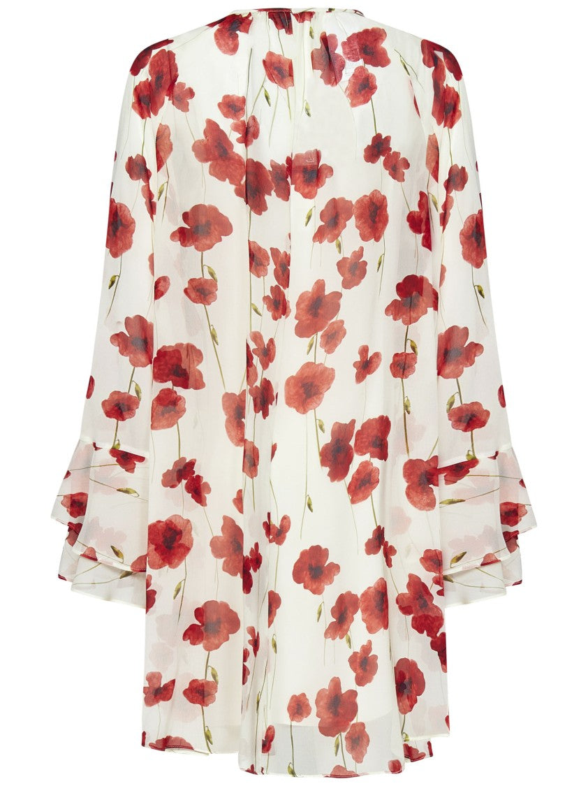 Max Mara Floral-Printed White Silk Georgette Dress