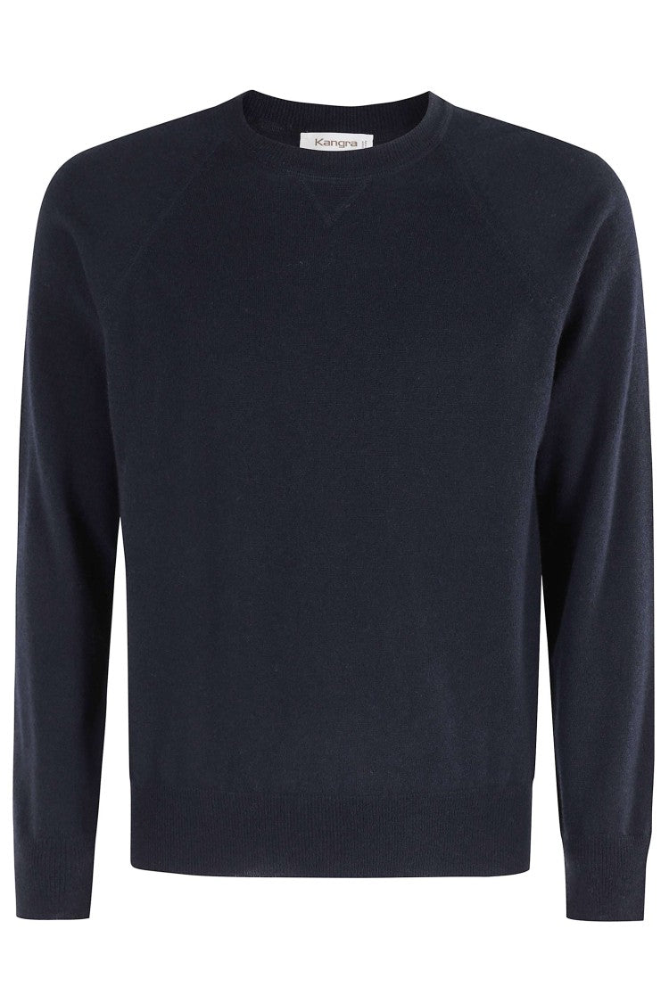 Kangra Blue Wool Long Sleeve Crew Neck Sweater