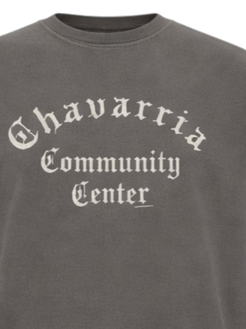 Willy Chavarria Contrast Logo Gray Cotton T-Shirt