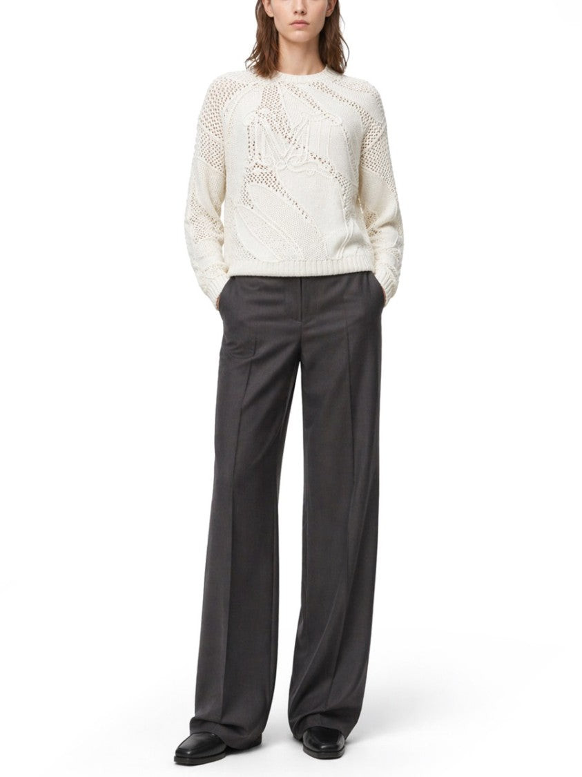 Max Mara Tailored Wide-Leg Virgin Wool Formal Pants