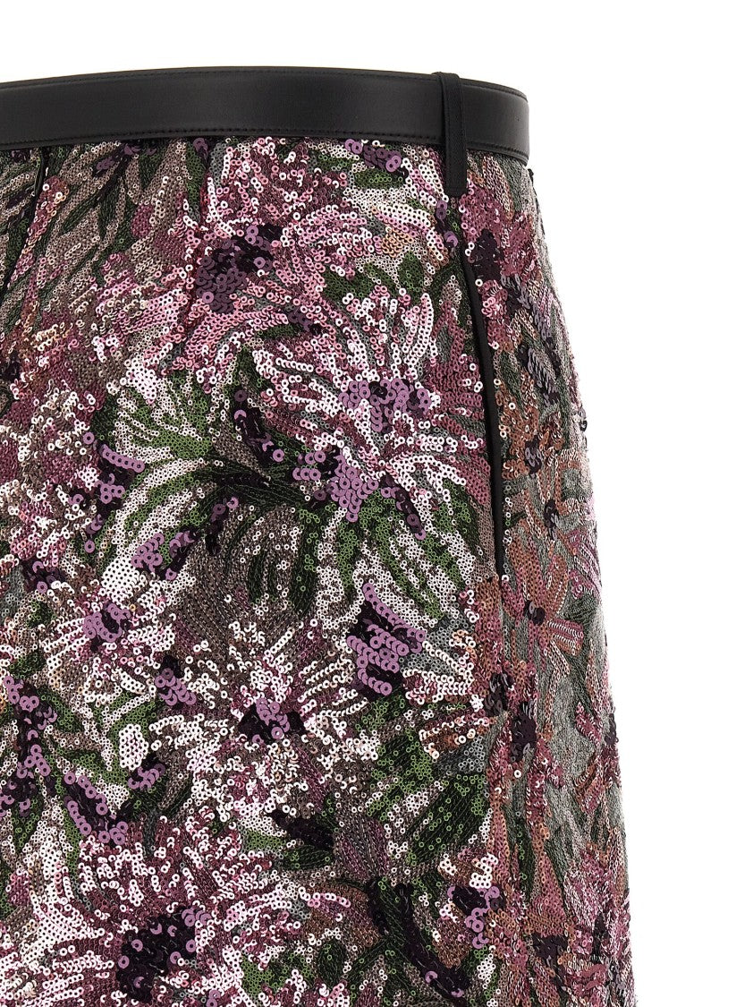 Self-Portrait 'Floral Sequin Mini' Skirt