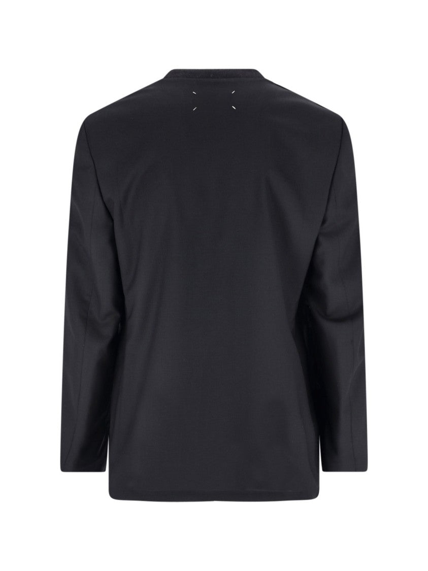 Maison Margiela Black V-Neck Tailored Virgin Wool Blazer
