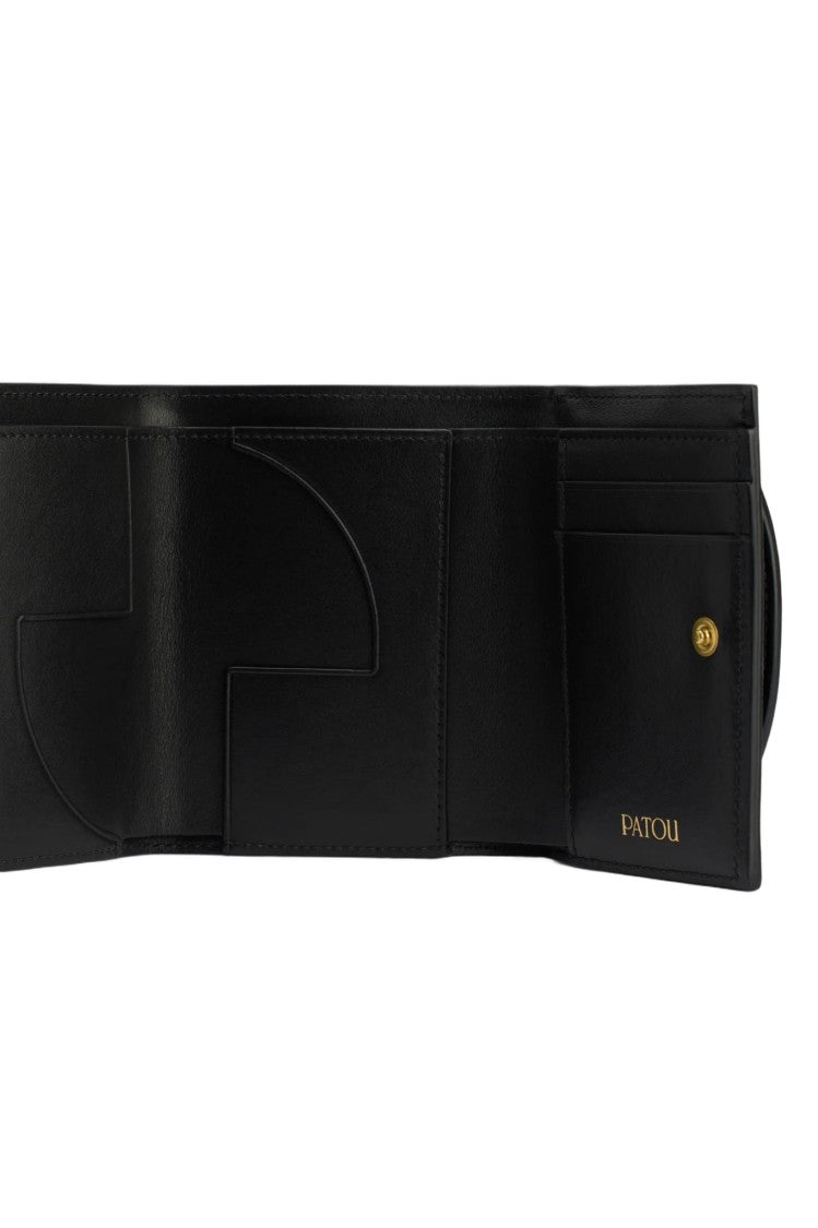 Patou Black Leather Wallet With Gold-Tone Jp Logo