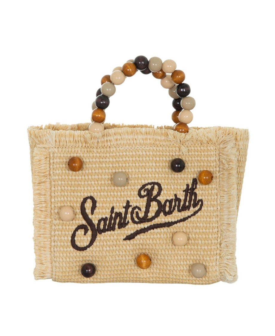 Mc2 Saint Barth Rectangular Woven Handbag With Fringed Edges