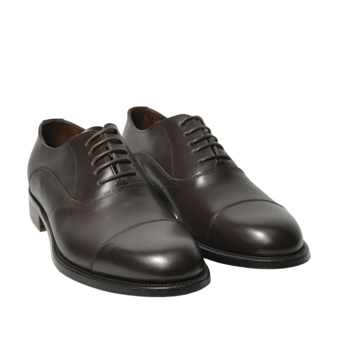Peppe Migliore Brown Lace-Up Shoe With Stitched Toe Cap
