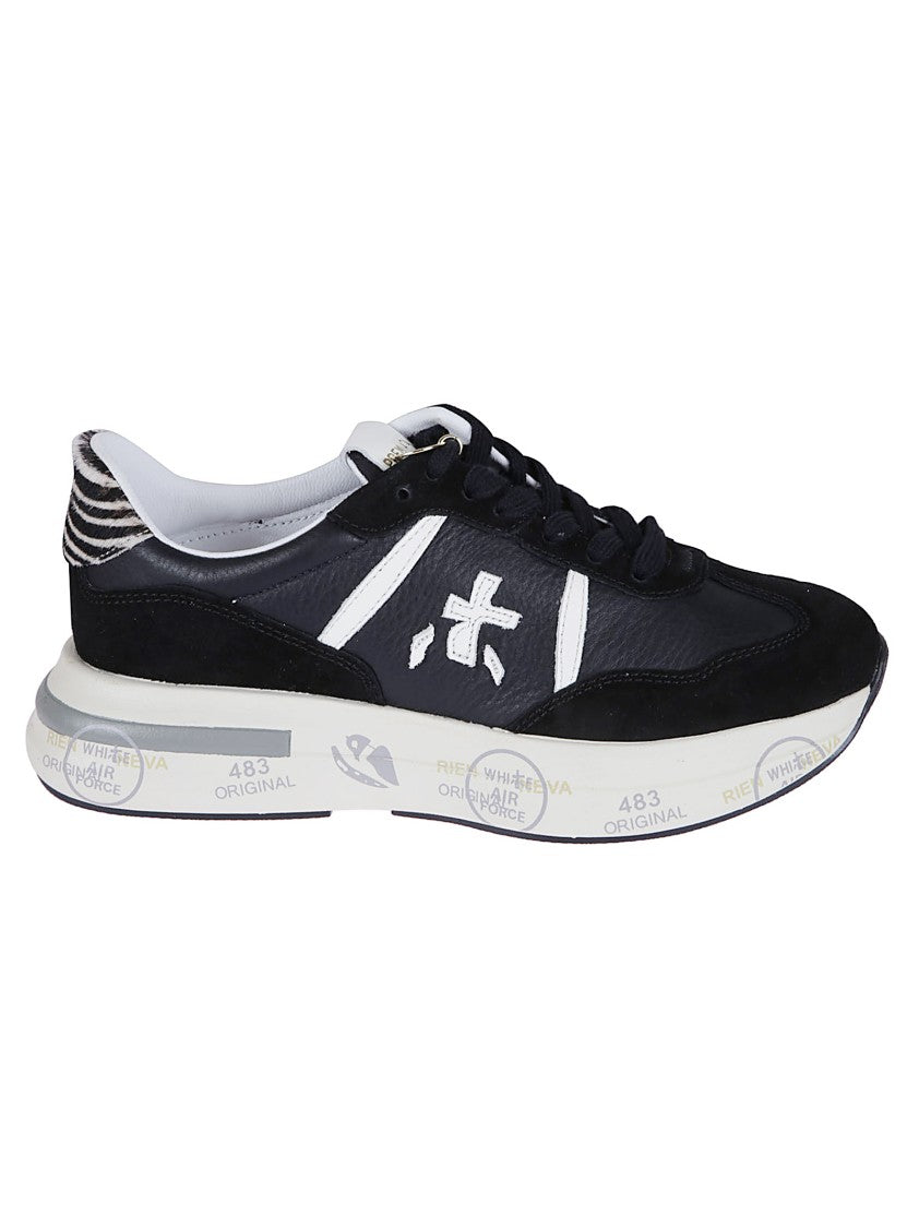 Premiata Low-Top Sneakers With Zebra Pony Skin And Gold-Tone Accents