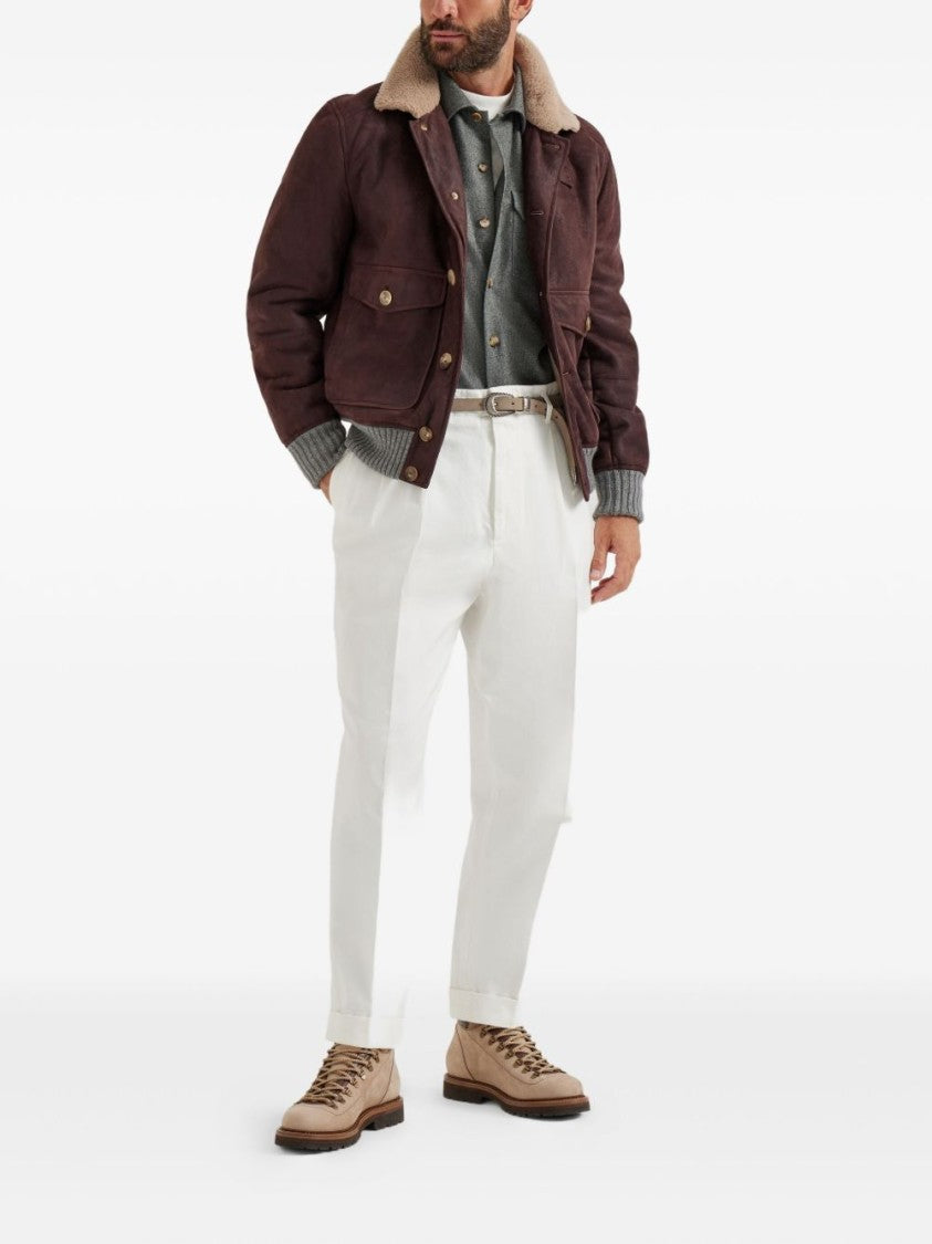 Brunello Cucinelli Melange Wool Shirt With Pointed Collar