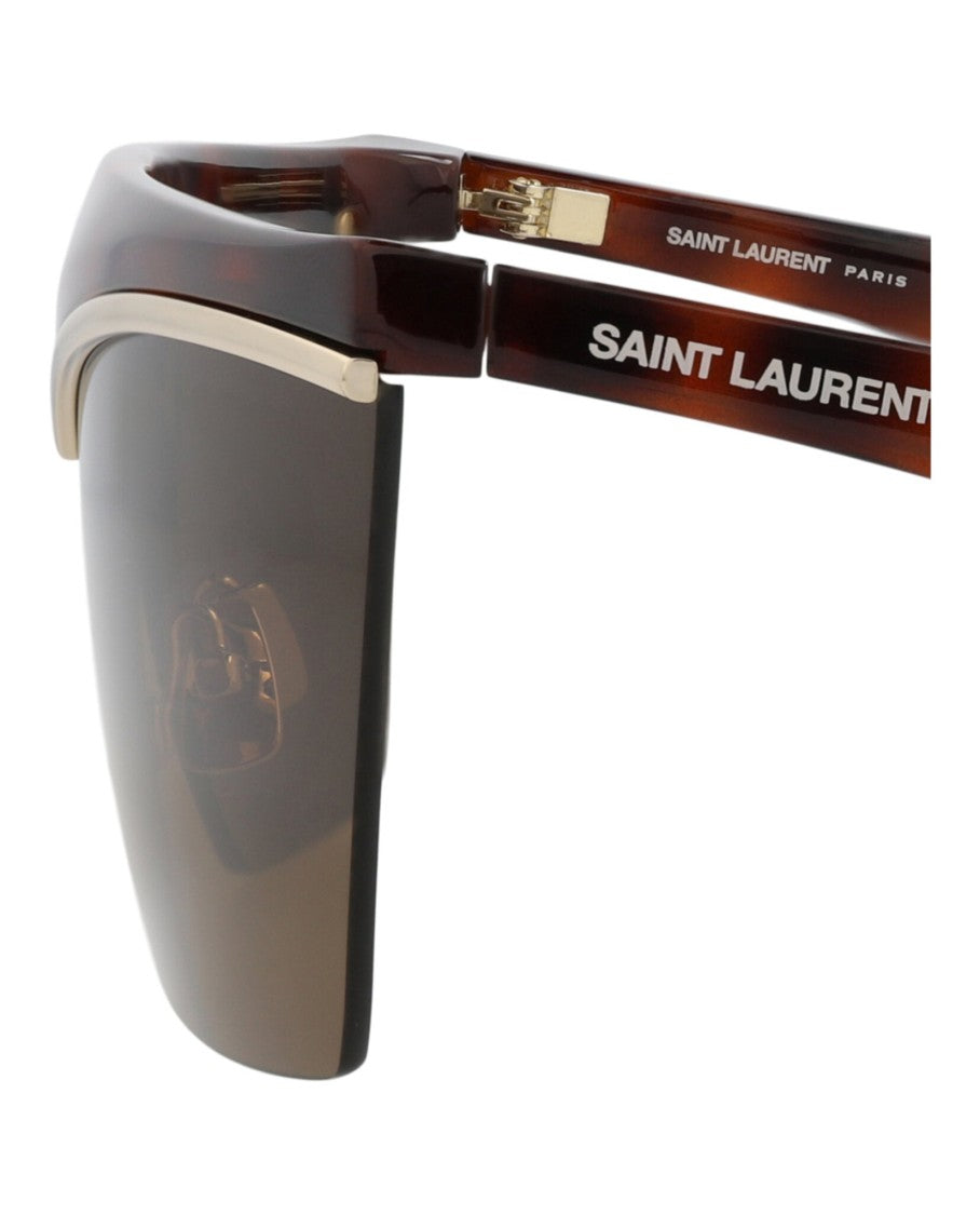 Saint Laurent Shield-Frame Injection Sunglasses With Tortoiseshell Temples