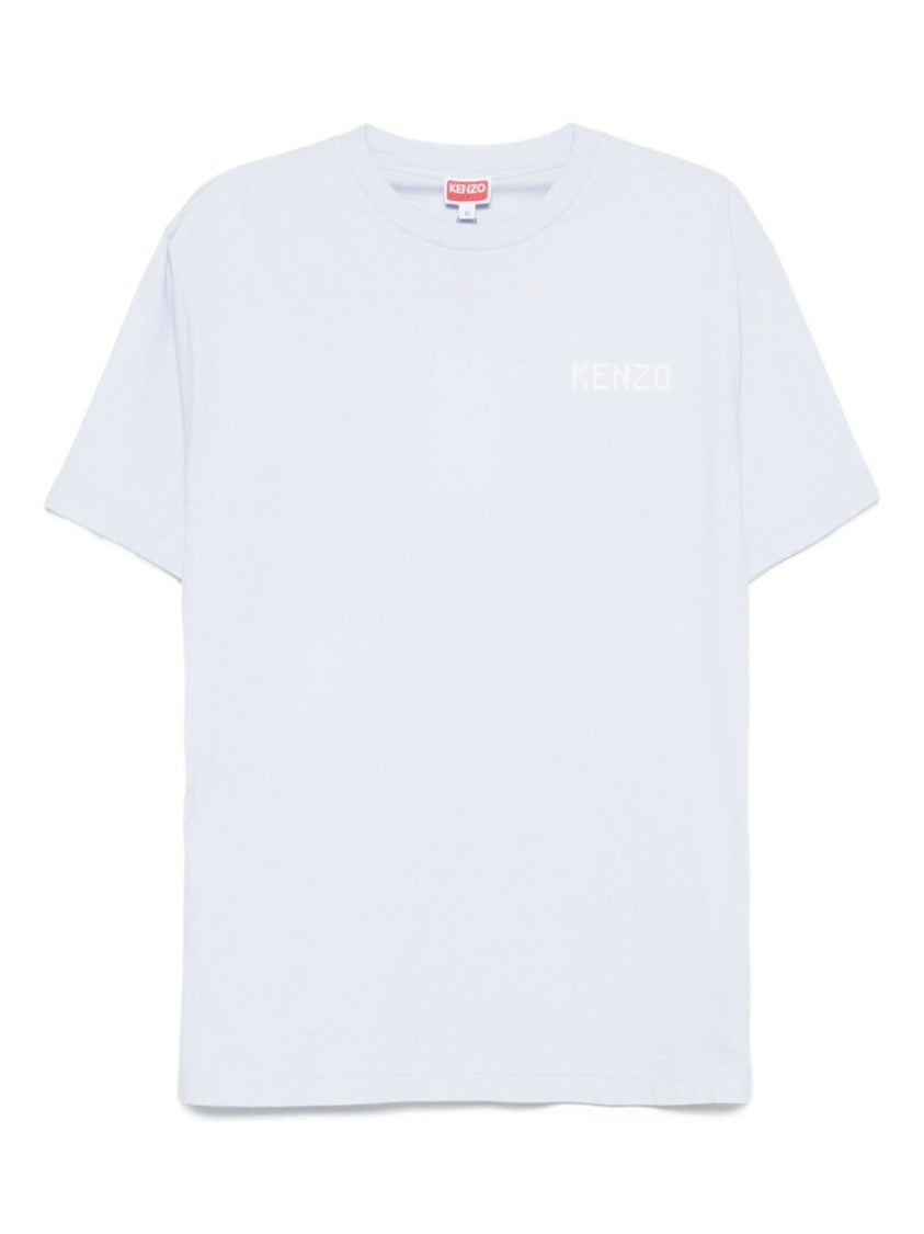 Kenzo Crew Neck T-Shirt In Light Blue Organic Cotton
