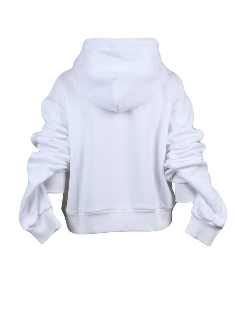 Dolce & Gabbana White Cartoon Graphic Cropped Oversized Sweatshirt