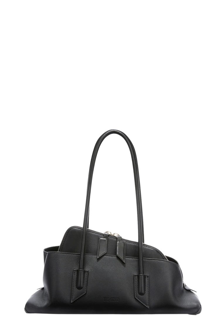 The Attico Black La Passeggiata Small Double Handle Leather Handbag