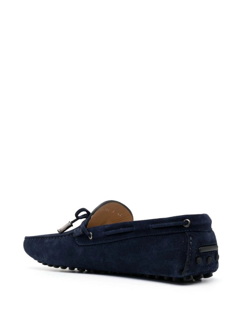 Roberto Cavalli Blue Suede Men's Loafers With Textured Sole
