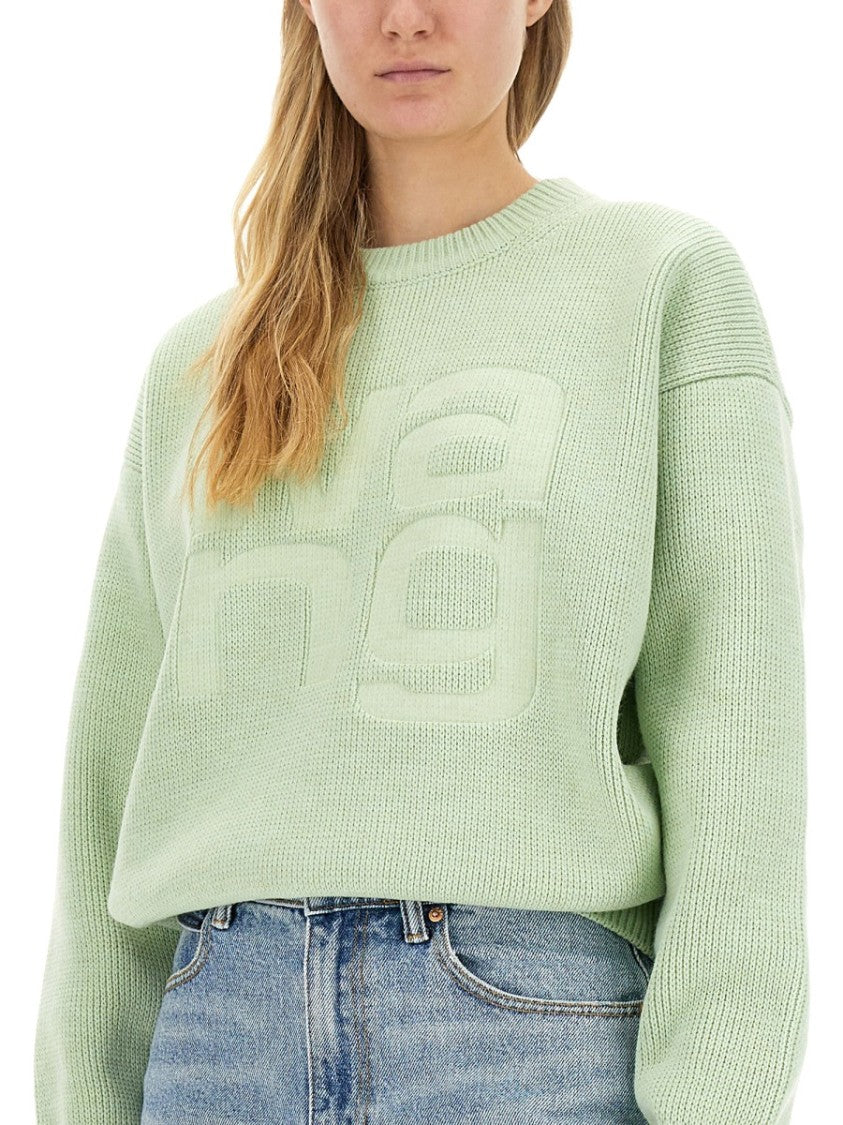 T By Alexander Wang Textured Knit Jersey With Prominent Logo Design