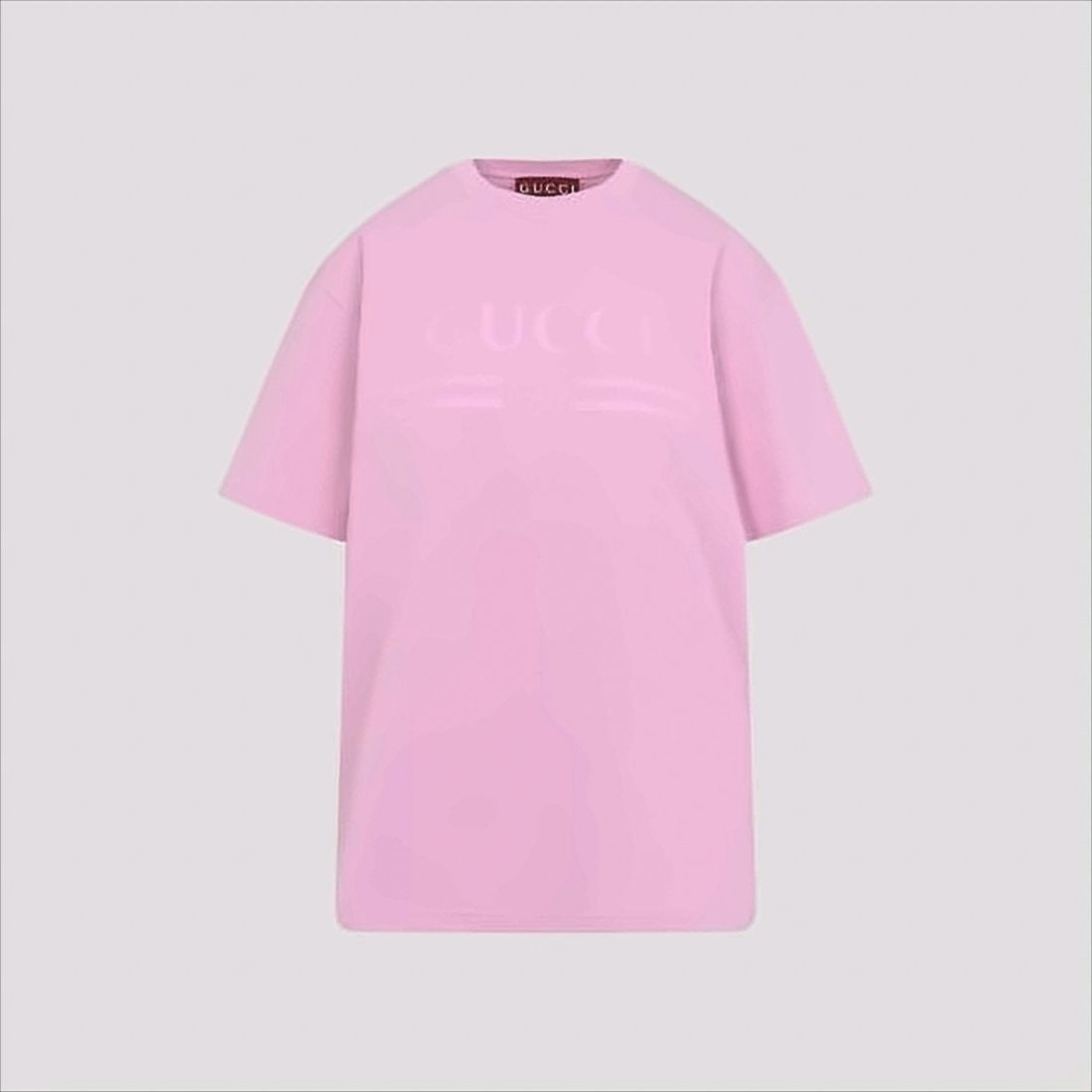 Gucci Relaxed-Fit Pink T-Shirt With Embossed Logo Detail