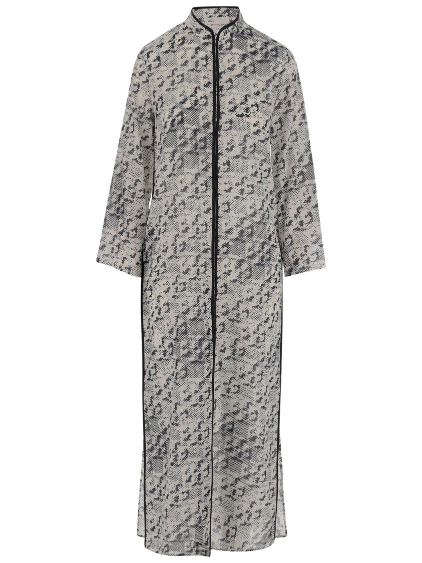 Tory Burch Silk Blend Long Caftan With High Collar