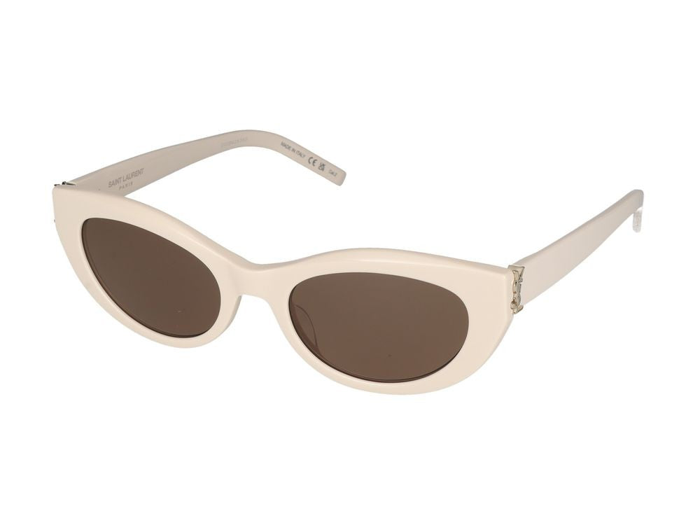 Saint Laurent Ivory Glossy Acetate Cat-Eye Sunglasses