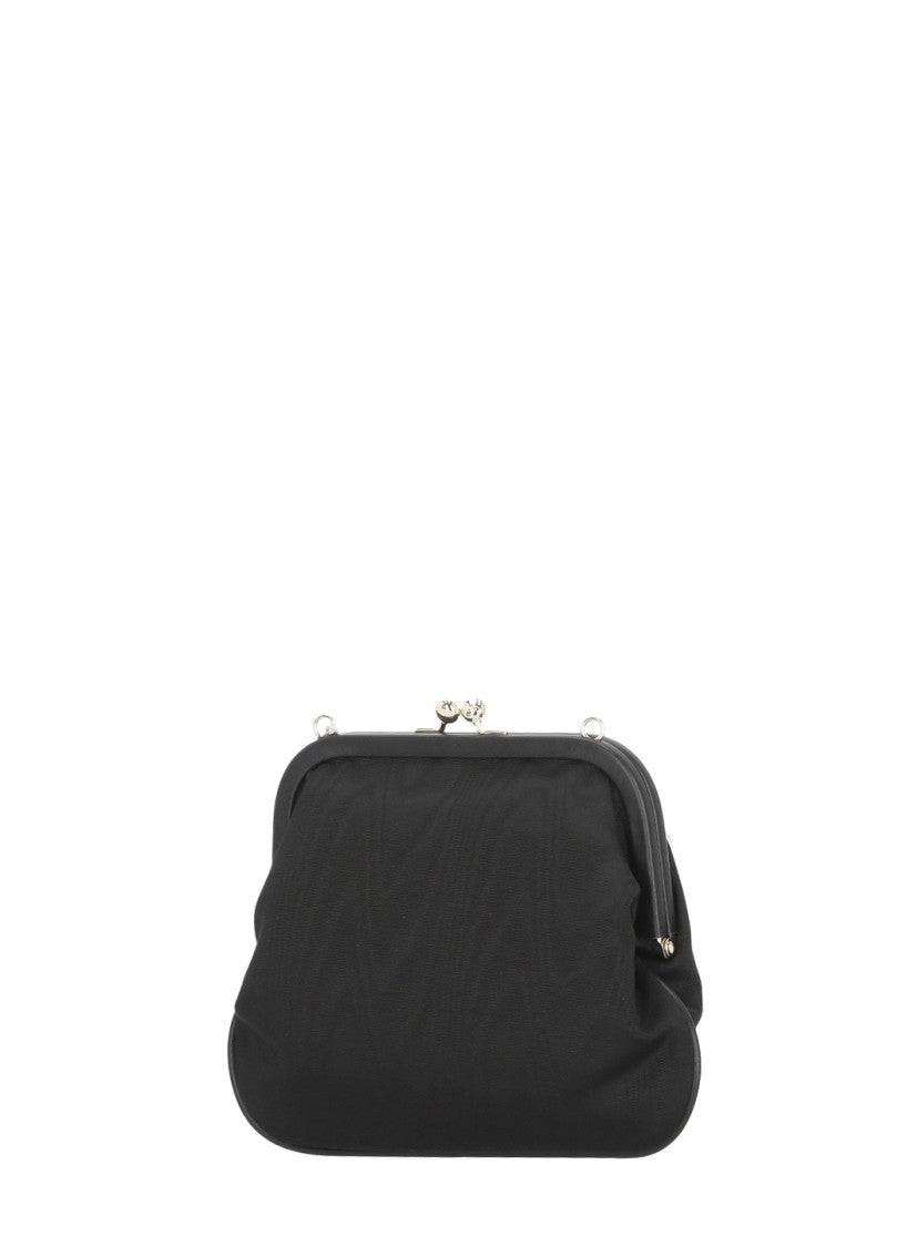Vivienne Westwood Soft Black Handbag With Metallic Orb Logo And Removable Handle