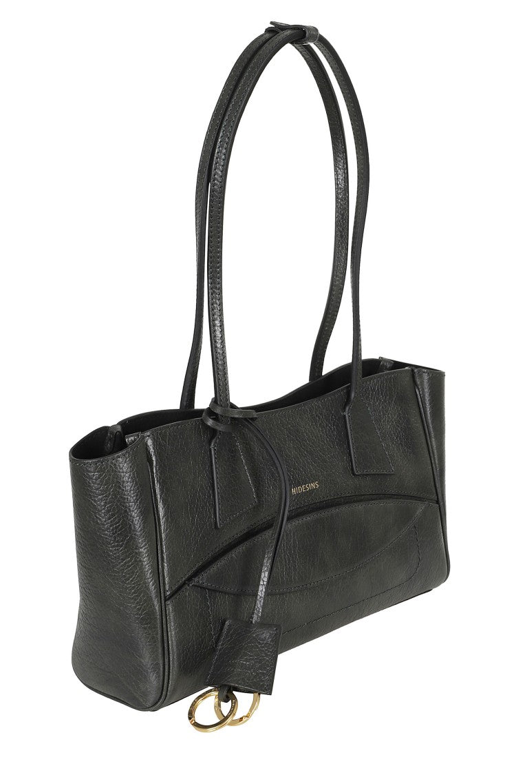 Hidesins Green Textured Shopper S Gold Logo Leather Tote Bag