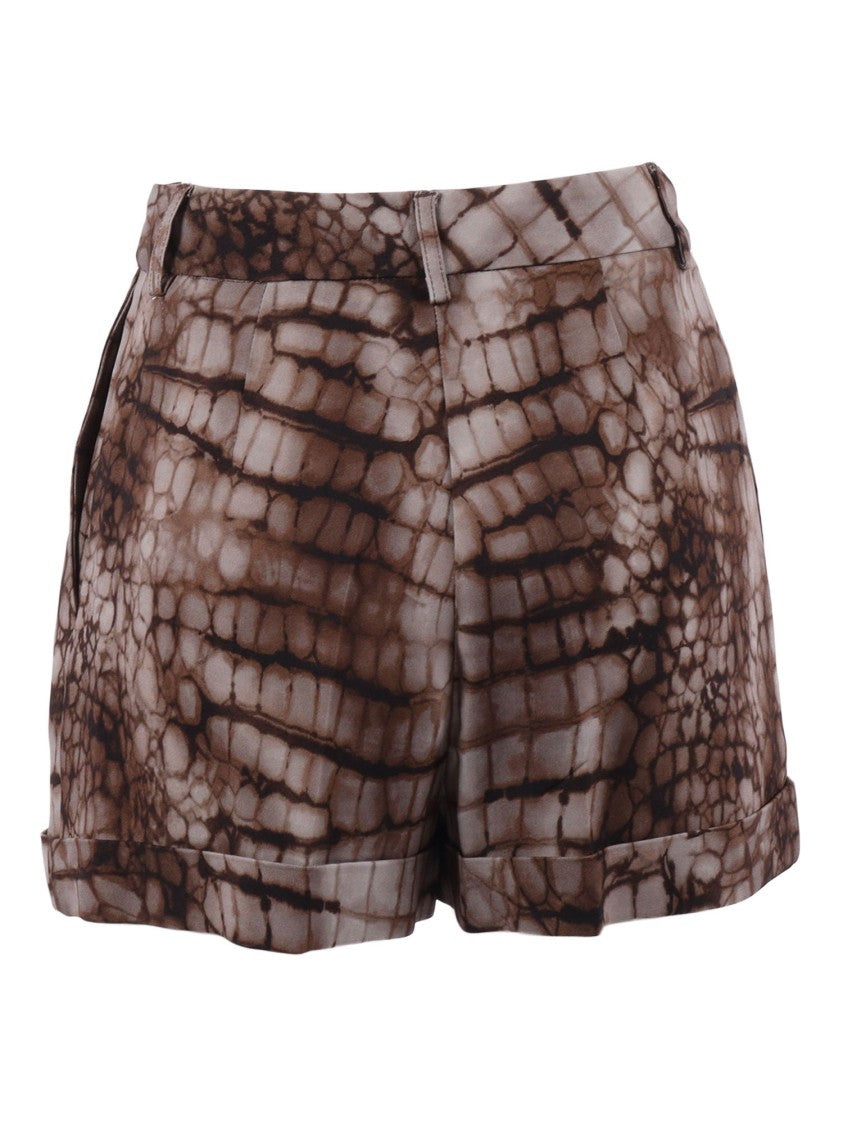 Elisabetta Franchi Brown Tailored Textured Reptile Shorts