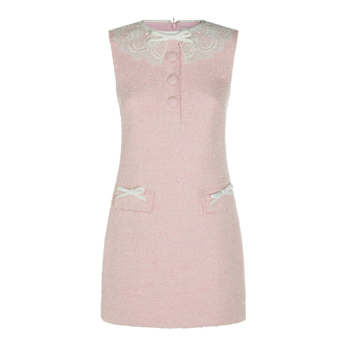 Self-Portrait Sleeveless Mini Dress With Lace Details And Bow Accents