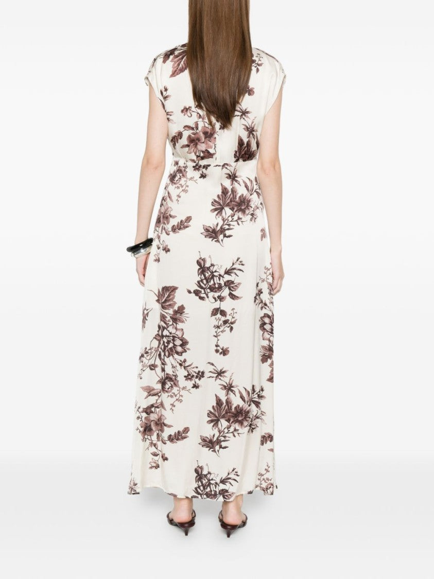 Liu Jo Cream Floral Print V-Neck Maxi Dress