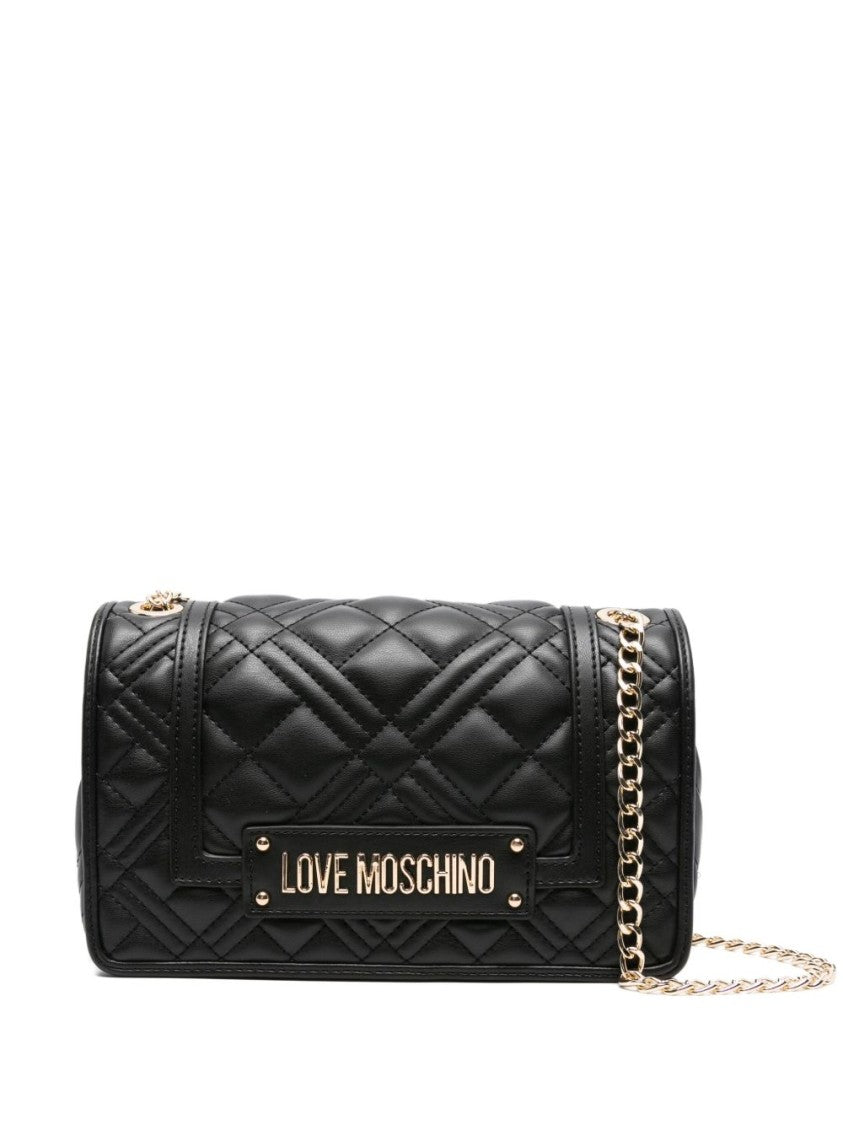 Love Moschino Quilted Black Shoulder Bag With Chain Strap