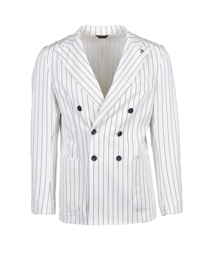 Havana & Co White Cotton Nylon Elastane Blazer Jacket