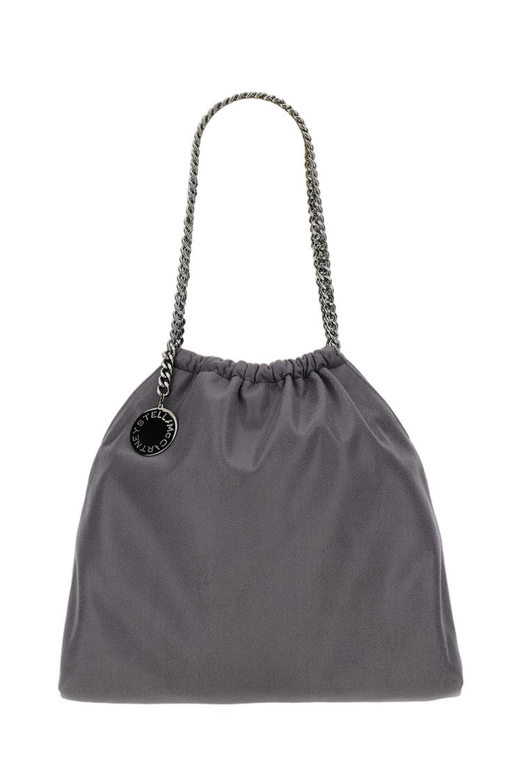 Stella Mccartney Medium Gray Falabella Drawstring Bag With Ruthenium Chains