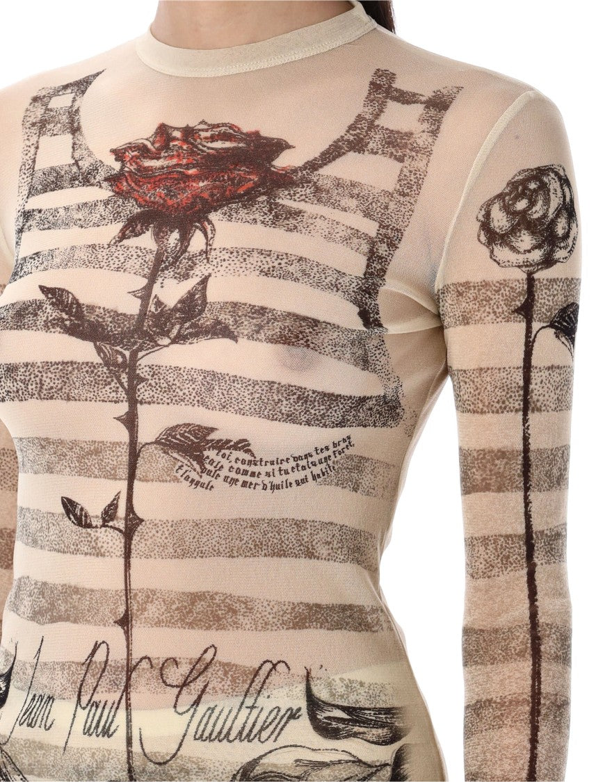 Jean Paul Gaultier Mesh Tatoo Mariner Top