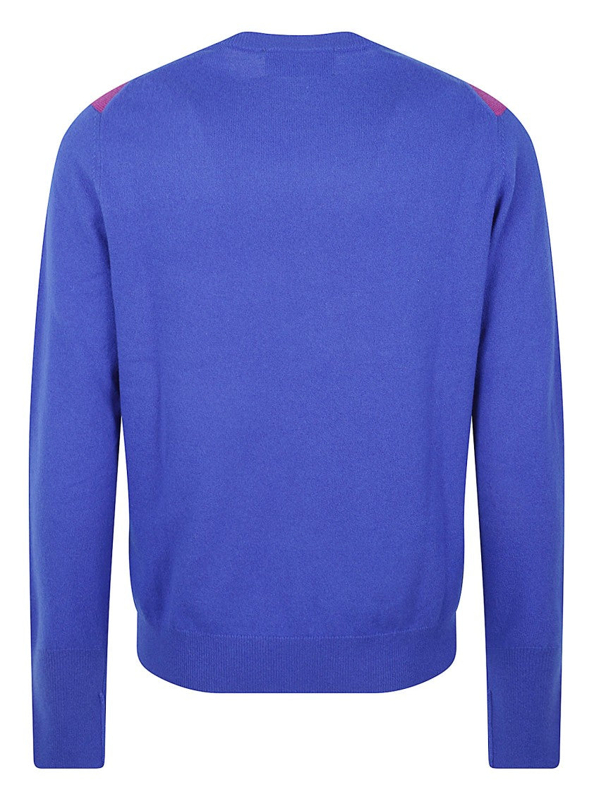 Ballantyne Argyle Pattern Knit Sweater With Contrast Sleeves