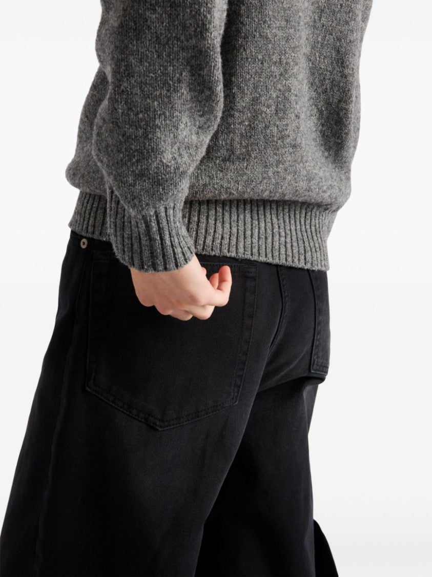 Prada High-Waisted Wide-Leg Jeans With Design