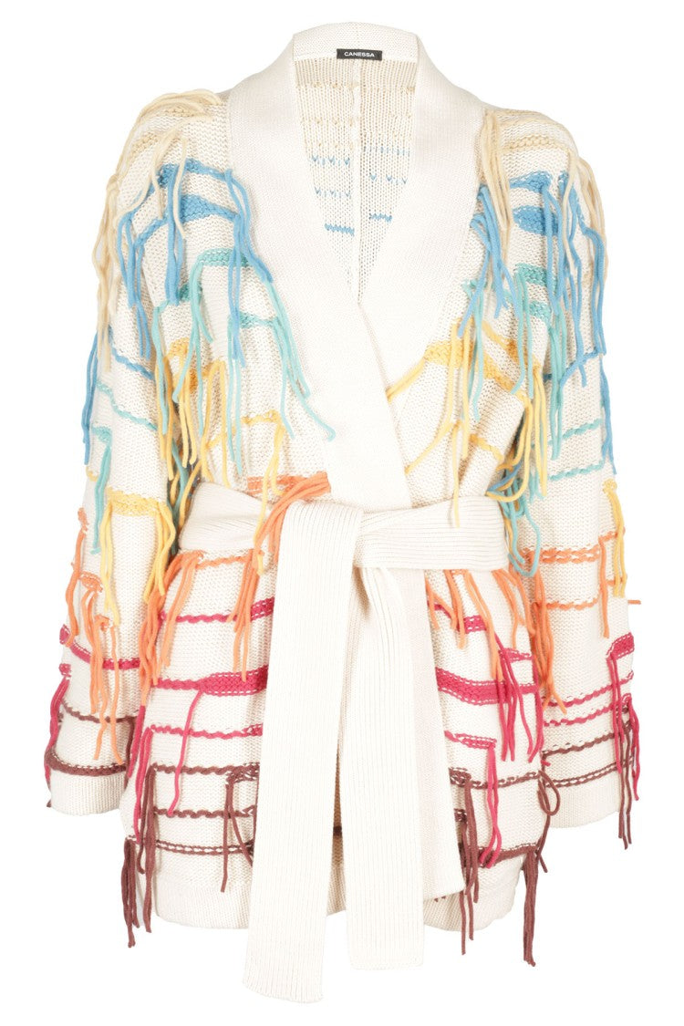 Canessa Multicolor Fringe Knit Cardigan
