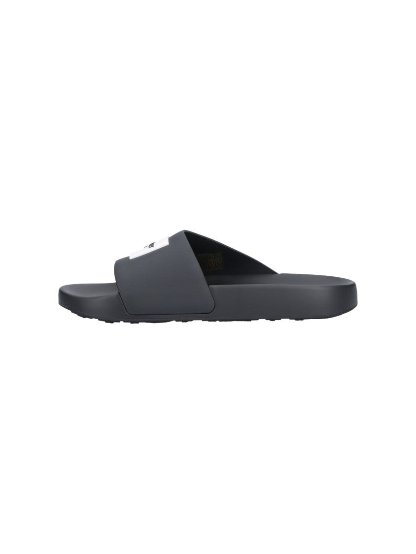 Givenchy Black Upper Contrast Logo Rubber Slides