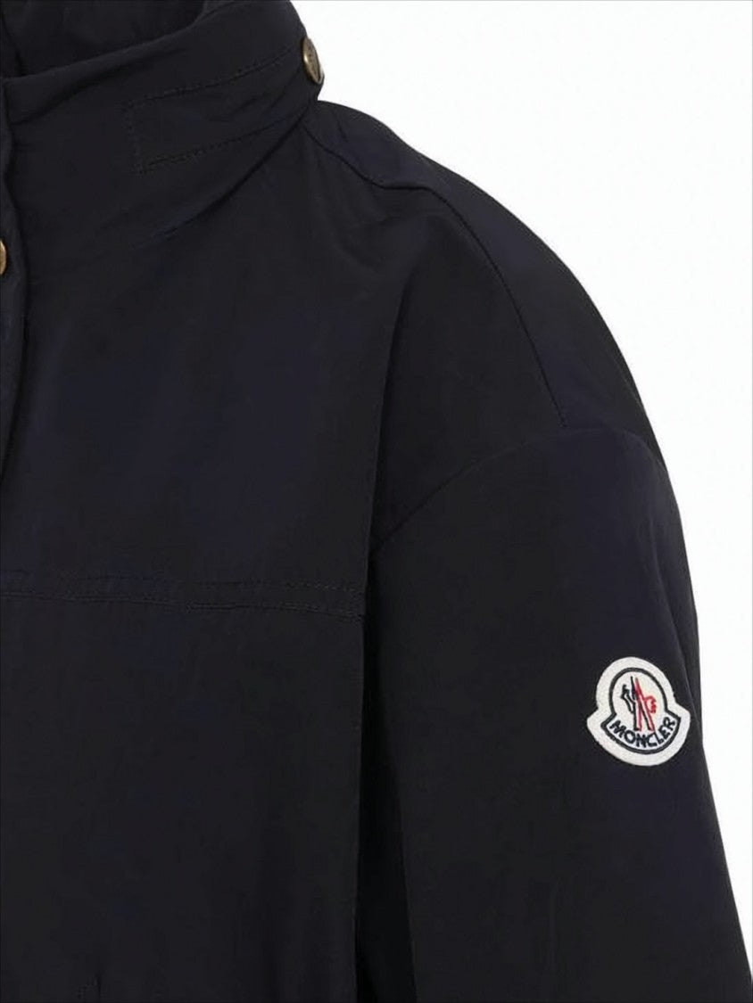 Moncler Tailored Black Jacket With High Collar And Flap Pockets