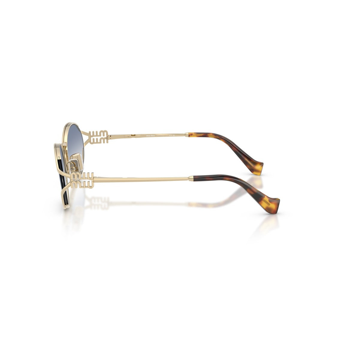 Miu Miu 0Mu 52Ys Oval-Shaped Sunglasses With Gold Metal Frames
