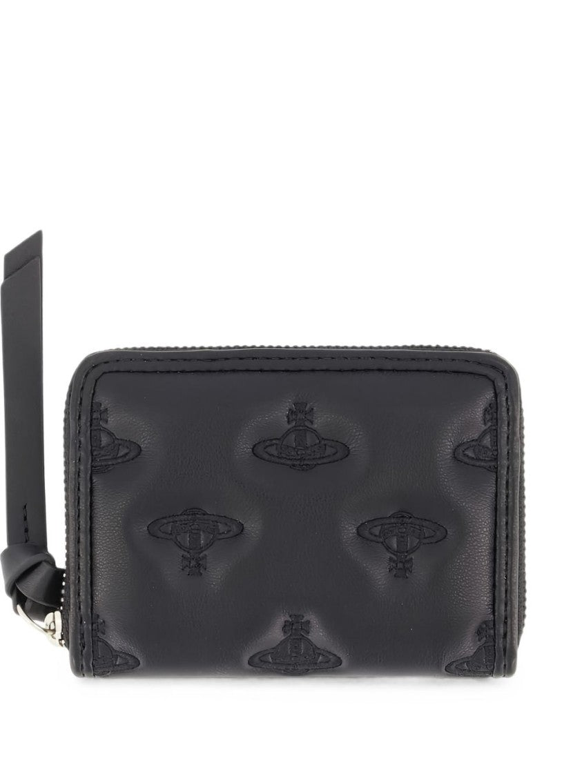Vivienne Westwood Black Embossed Orb Compact Leather Wallet