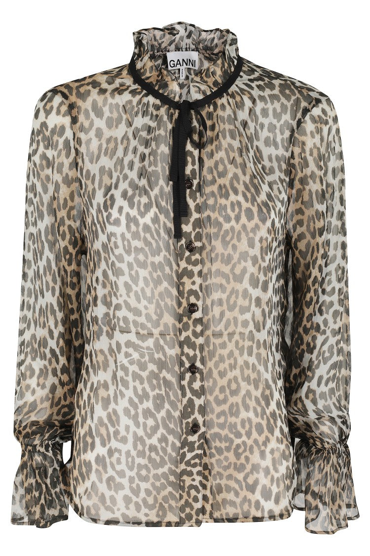 Ganni Multicolor Printed Tie String Shirt