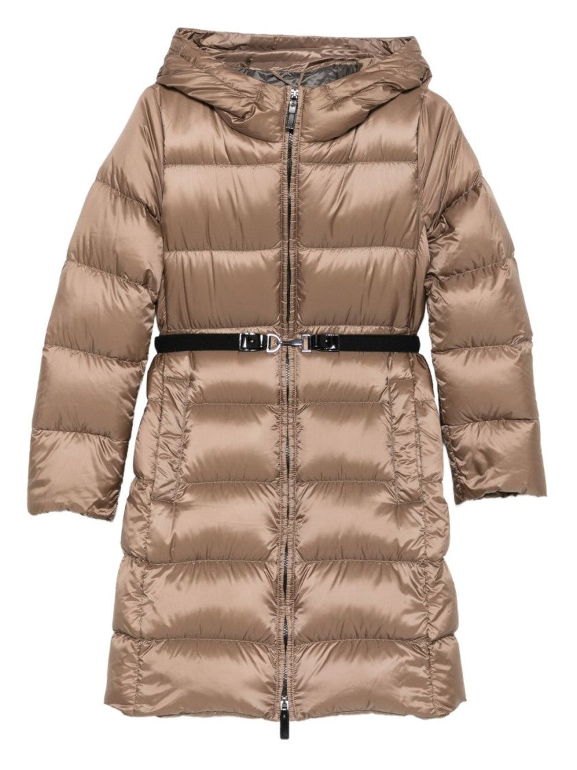 Max Mara Quilted Brown Coat With Classic Hood