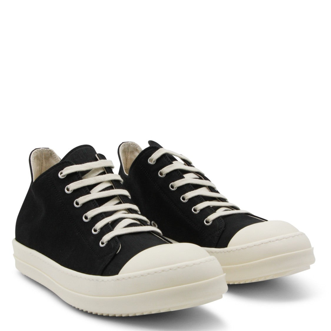 Drkshdw By Rick Owens Sleek Black Sneakers With Off-White Sole