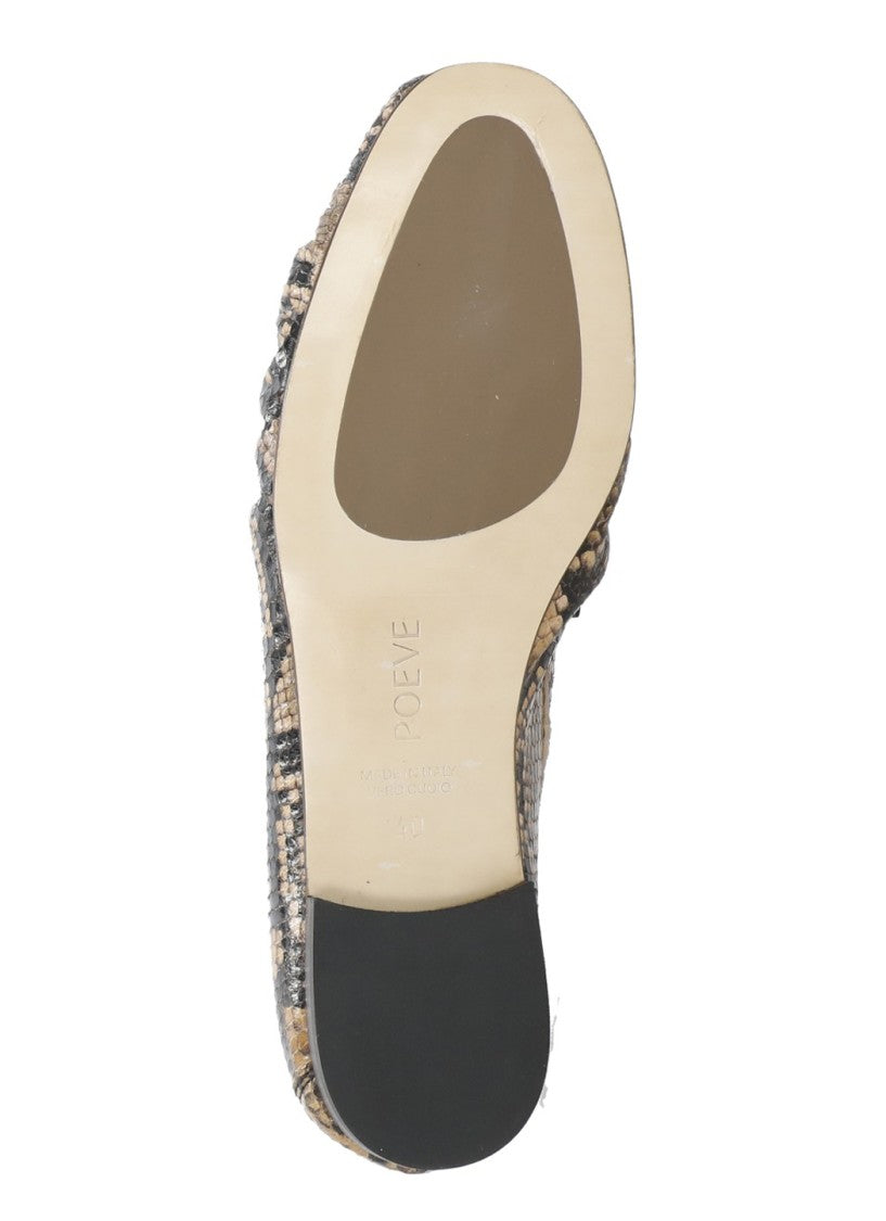 Poeve Brown Woven Mask Leather Loafers