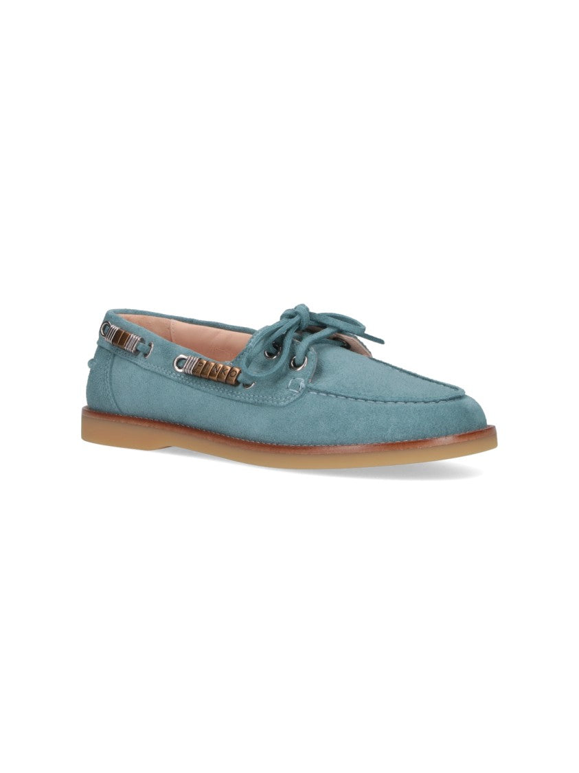Pinko Blue Grace Suede Moccasin Shoes