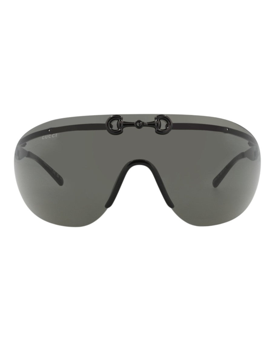 Gucci Shield-Frame Metal Sunglasses