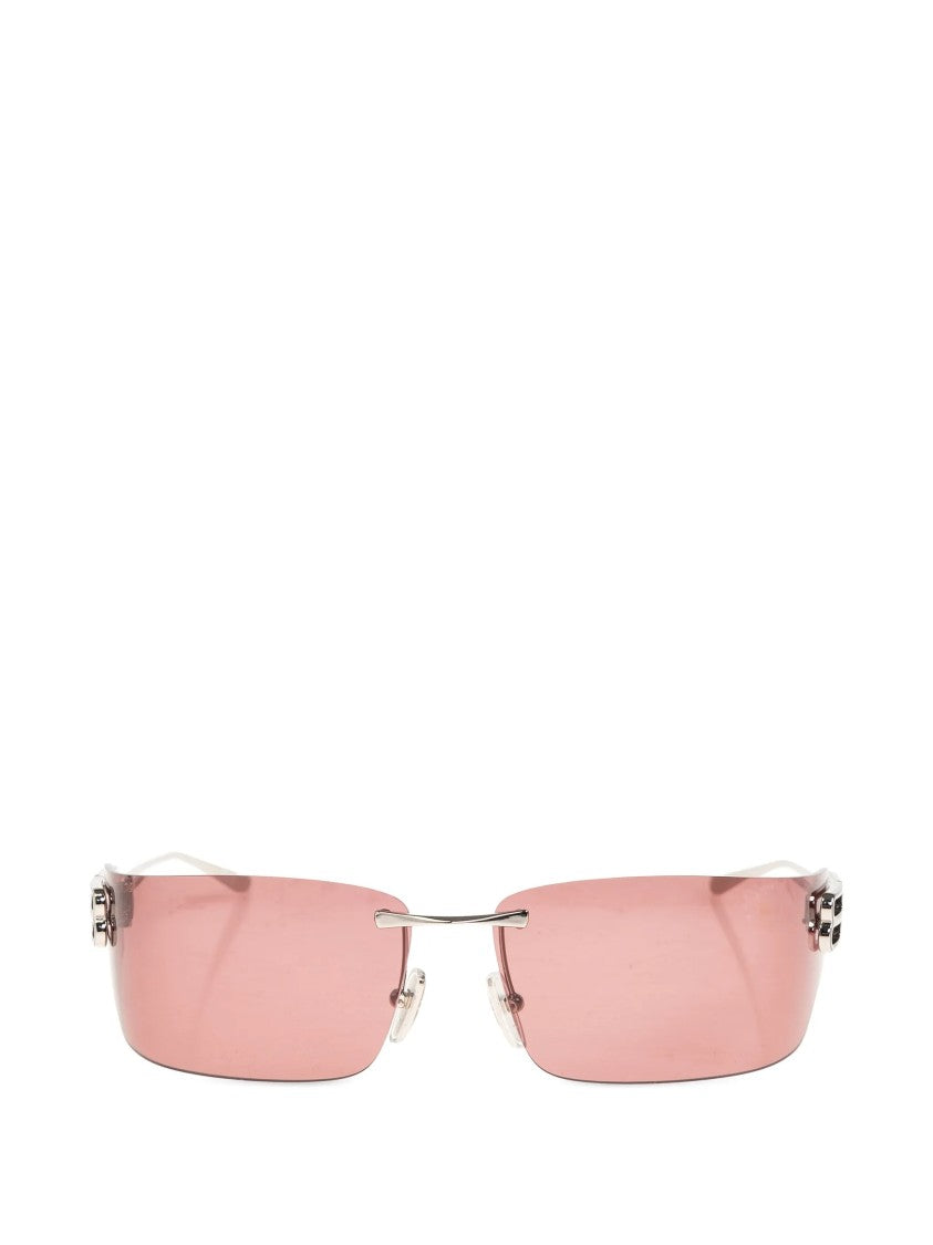 Balenciaga Silver Rimless Rectangular Sunglasses