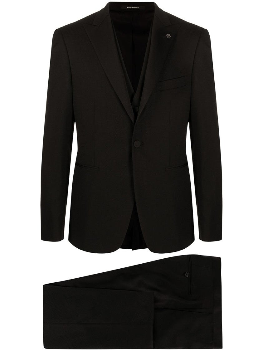 Tagliatore Classic Black Virgin Wool Three-Piece Suit